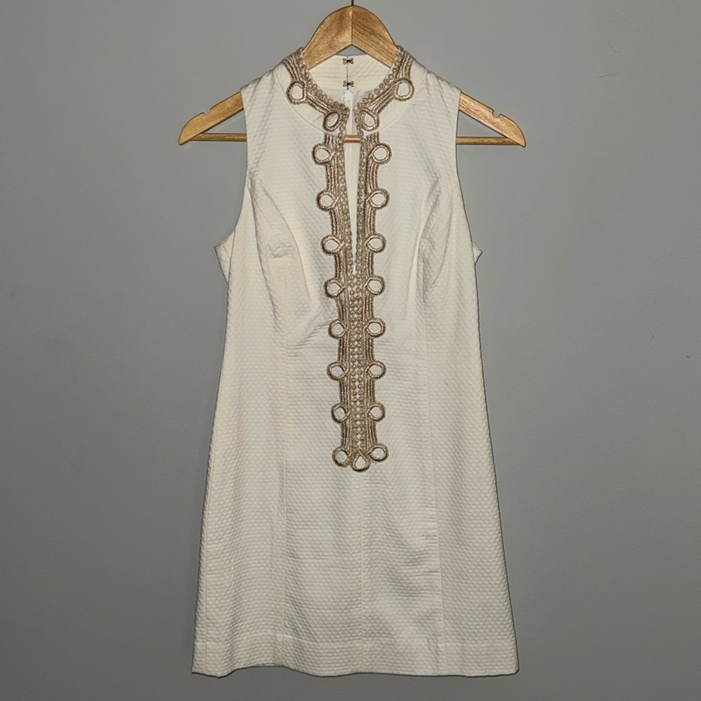 Lilly Pulitzer White Dress With Gold Detail